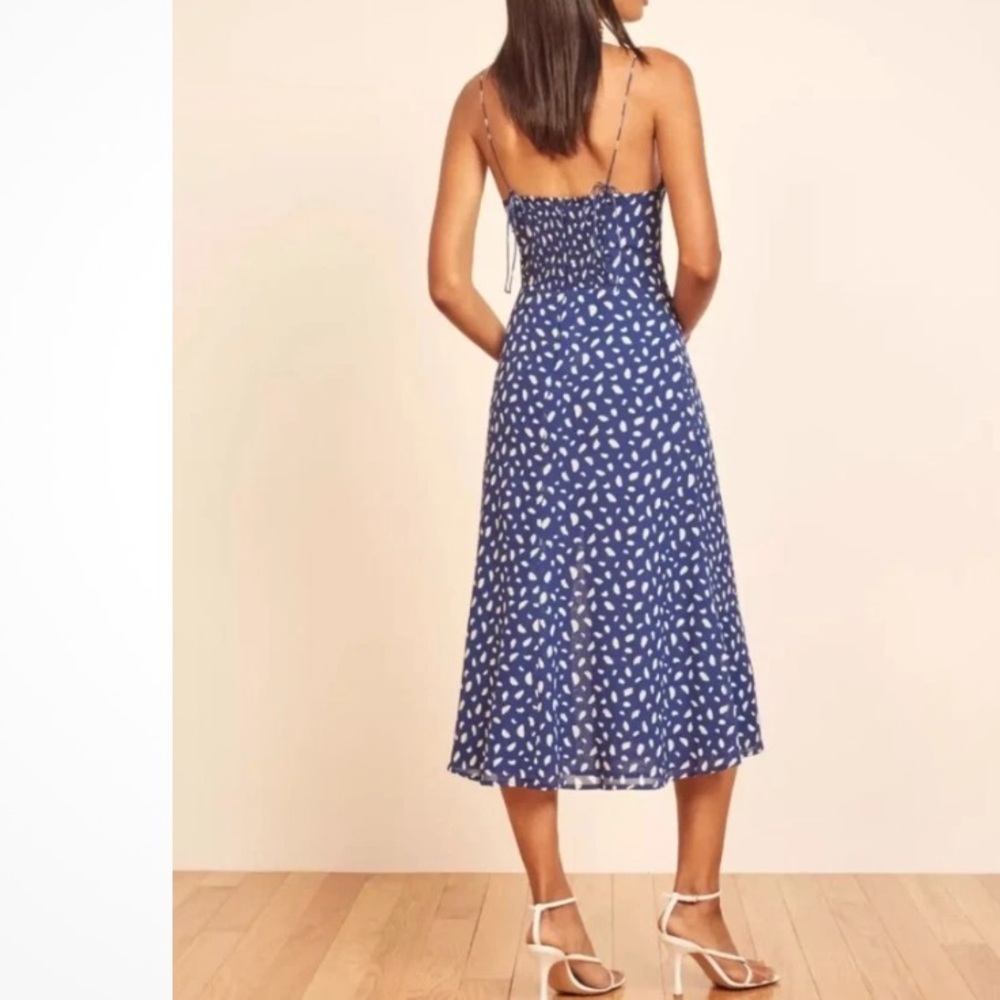 Reformation Juliette Midi Dress Moray Blue Spotted Dress Size 2 Women’s - Picture 3 of 15